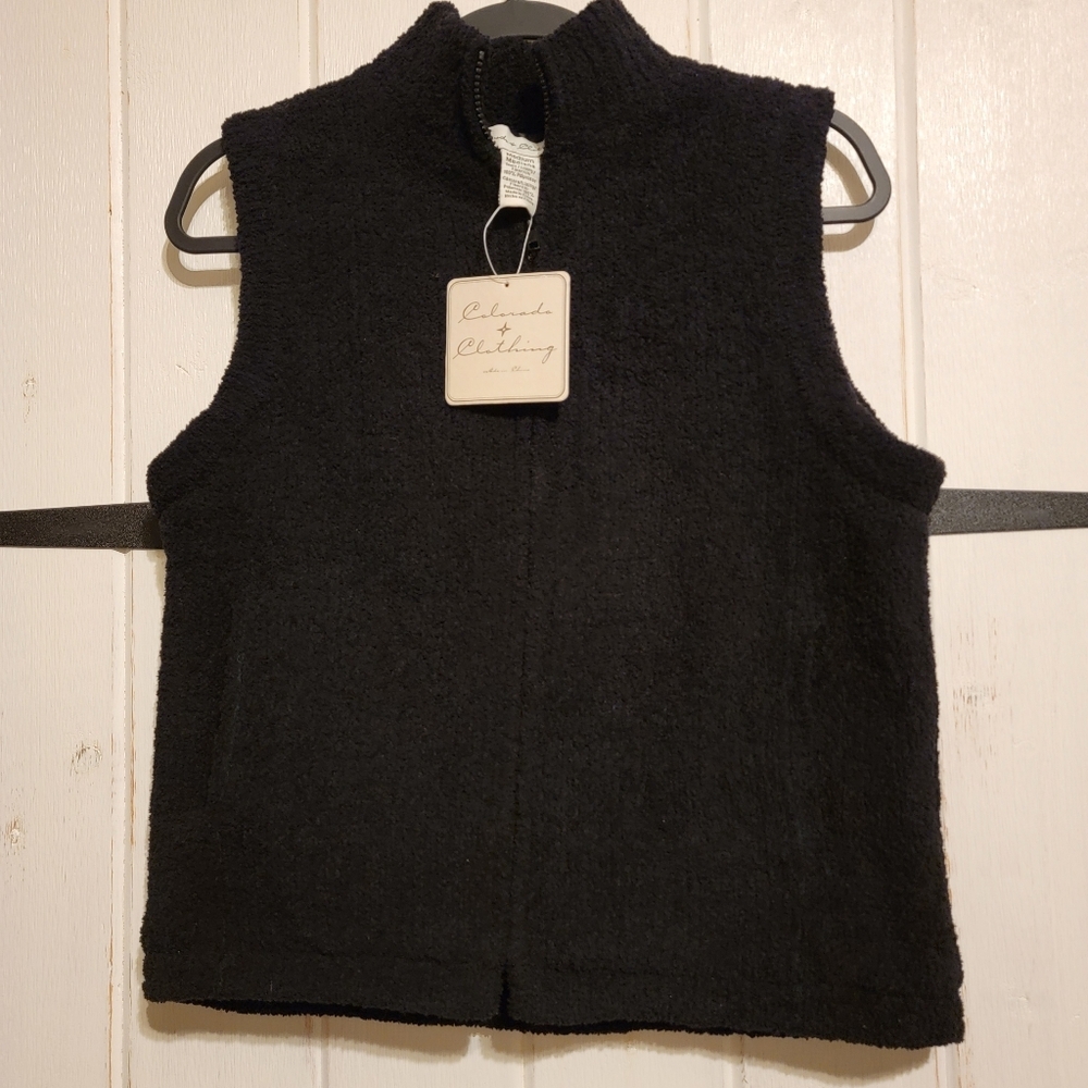Colorado Clothing Black Fleece Vest Spring Casual Black Minimalist Size M - Picture 1 of 4